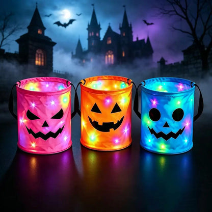LED Light-Up Pumpkin Candy Bags – Trick-or-Treat Bucket Set