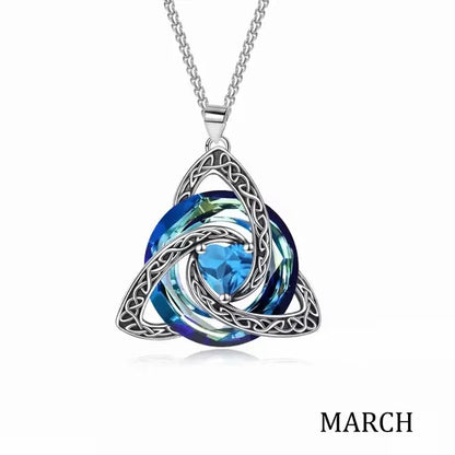 Celtic Trinity Knot Birthstone Necklace for Women