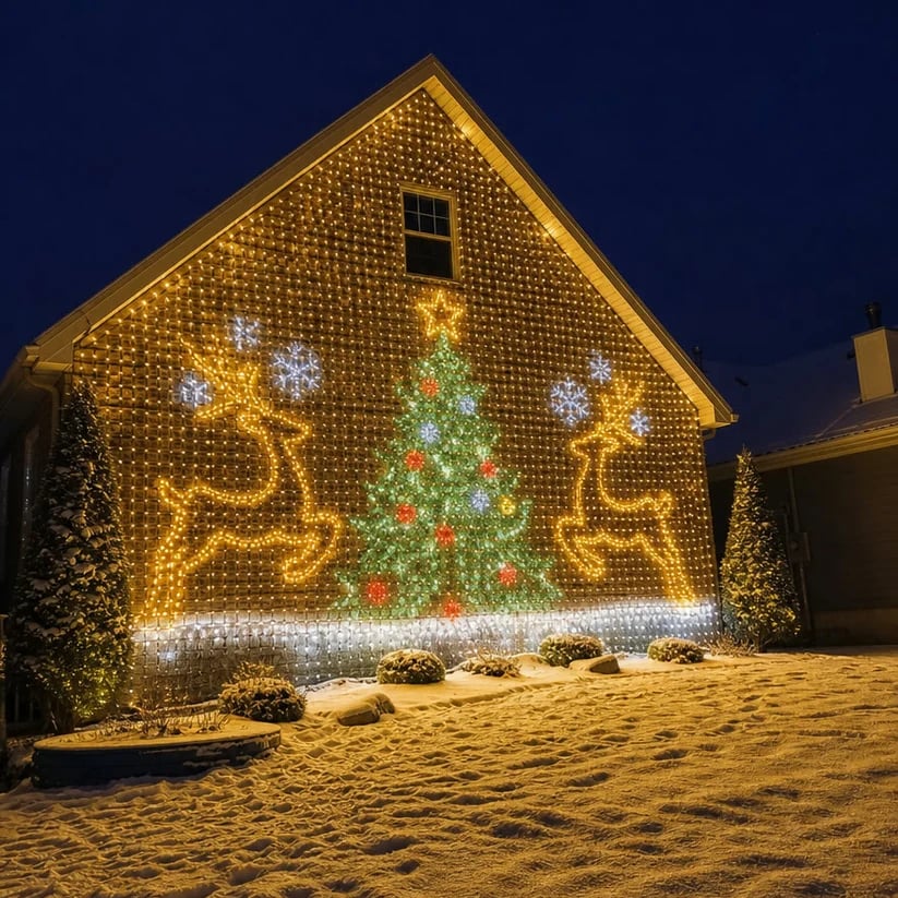 Christmas LED Mesh Curtain Lights for Outdoor Walls