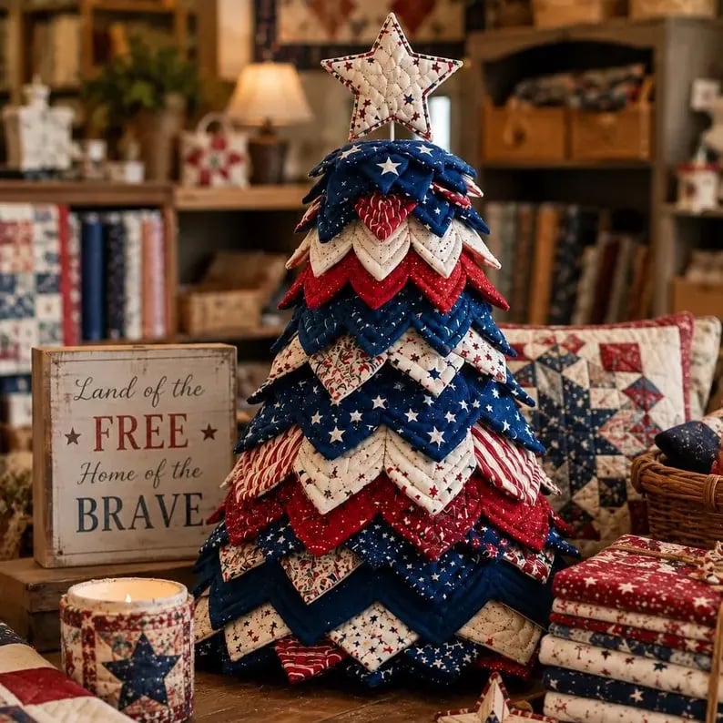 🔥Last Day 49% OFF 🇺🇸 Americana Patchwork Christmas Tree DIY Quilt Kit - Buy 2 Get Free Shipping