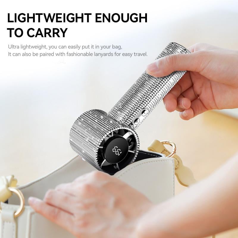 Diamond Luxury Handheld Turbo Fan – 3-Speed Rechargeable Mini Fan with Digital Display & Long Battery Life