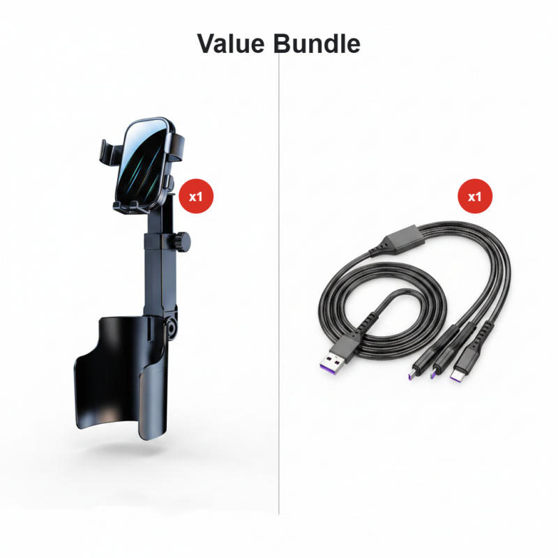 ⭐HOT SALE🧲Car Cup Holder Phone Mount – 360° Adjustable, Strong N52 Magnet, One-Hand Operation