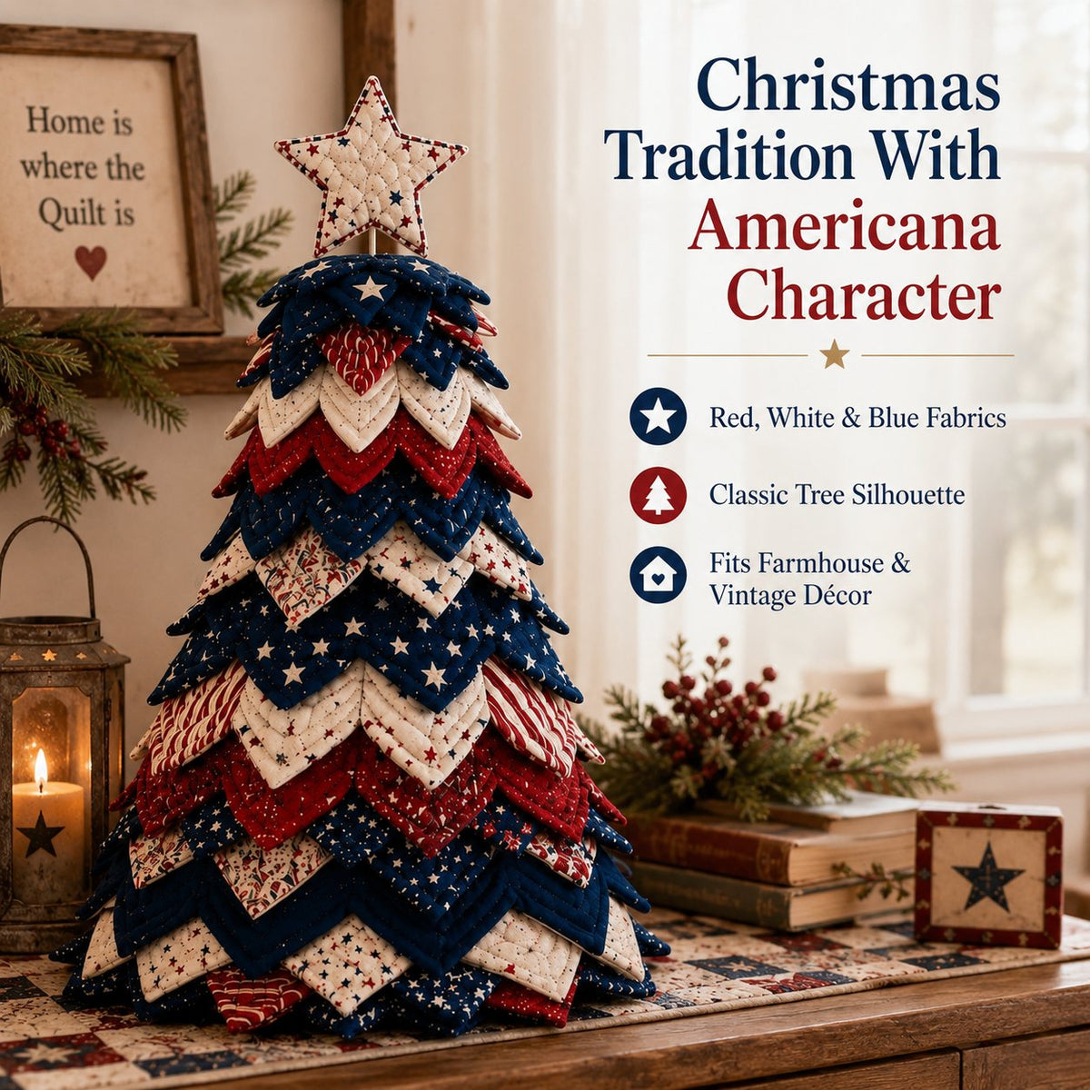 🔥Last Day 49% OFF 🇺🇸 Americana Patchwork Christmas Tree DIY Quilt Kit - Buy 2 Get Free Shipping