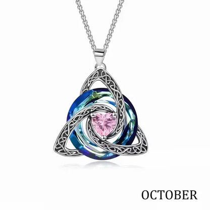 Celtic Trinity Knot Birthstone Necklace for Women