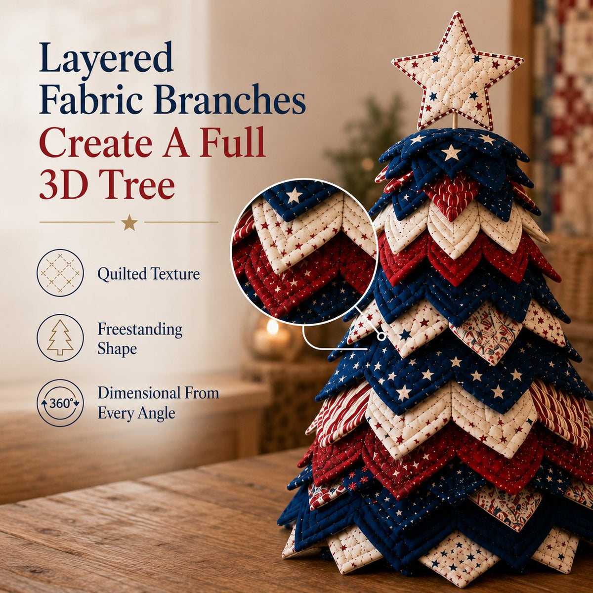 🔥Last Day 49% OFF 🇺🇸 Americana Patchwork Christmas Tree DIY Quilt Kit - Buy 2 Get Free Shipping