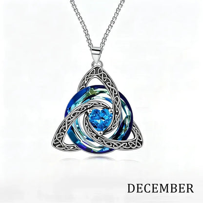 Celtic Trinity Knot Birthstone Necklace for Women
