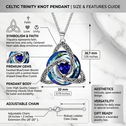 Celtic Trinity Knot Birthstone Necklace for Women