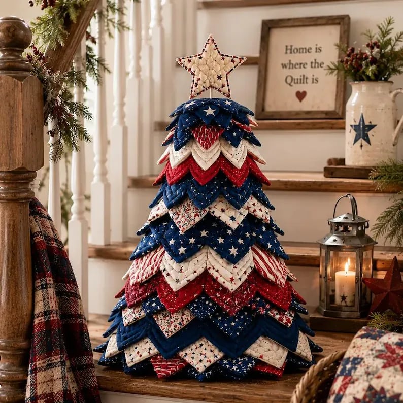 🔥Last Day 49% OFF 🇺🇸 Americana Patchwork Christmas Tree DIY Quilt Kit - Buy 2 Get Free Shipping
