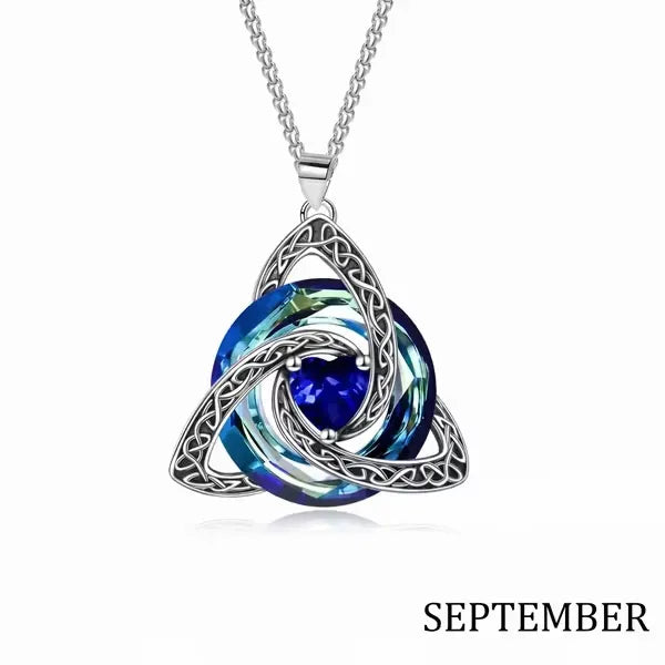 Celtic Trinity Knot Birthstone Necklace for Women