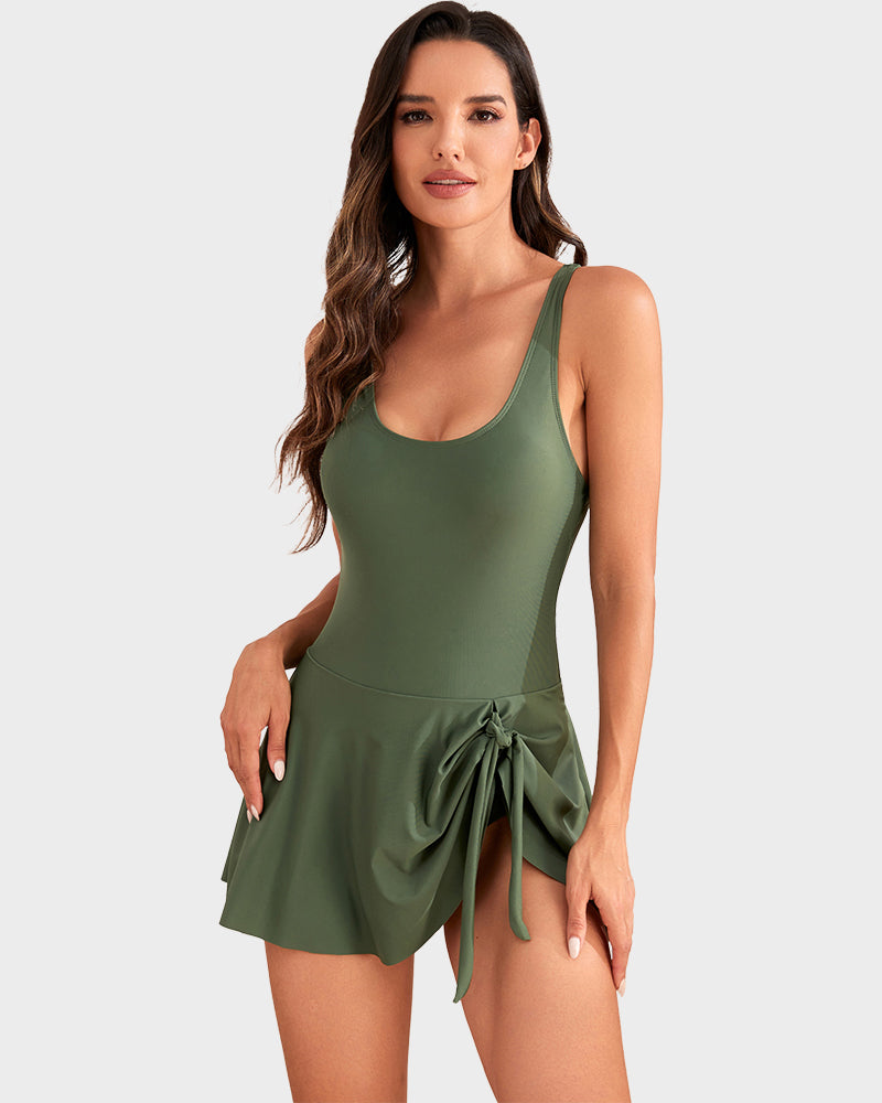 👙LAST DAY SALE:!💃Women's One Piece Tummy Control Tie Knot Swimsuit