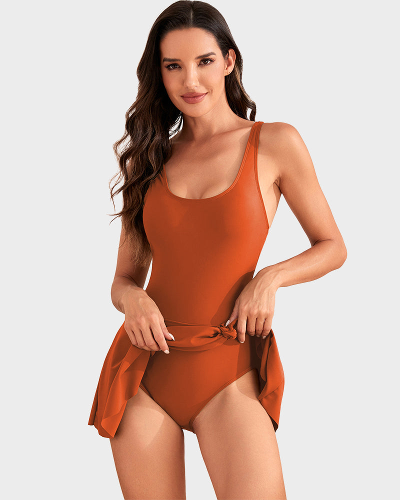 👙LAST DAY SALE:!💃Women's One Piece Tummy Control Tie Knot Swimsuit