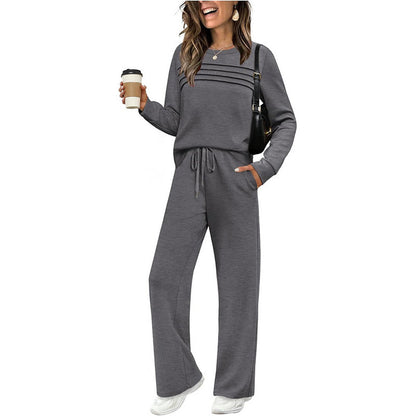 Women's Crew Neck Lounge Set – Top & Drawstring Pants