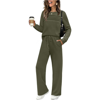 Women's Crew Neck Lounge Set – Top & Drawstring Pants