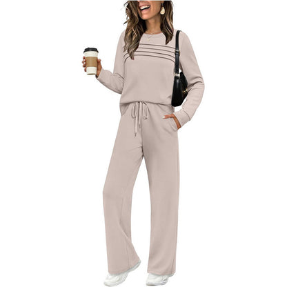 Women's Crew Neck Lounge Set – Top & Drawstring Pants