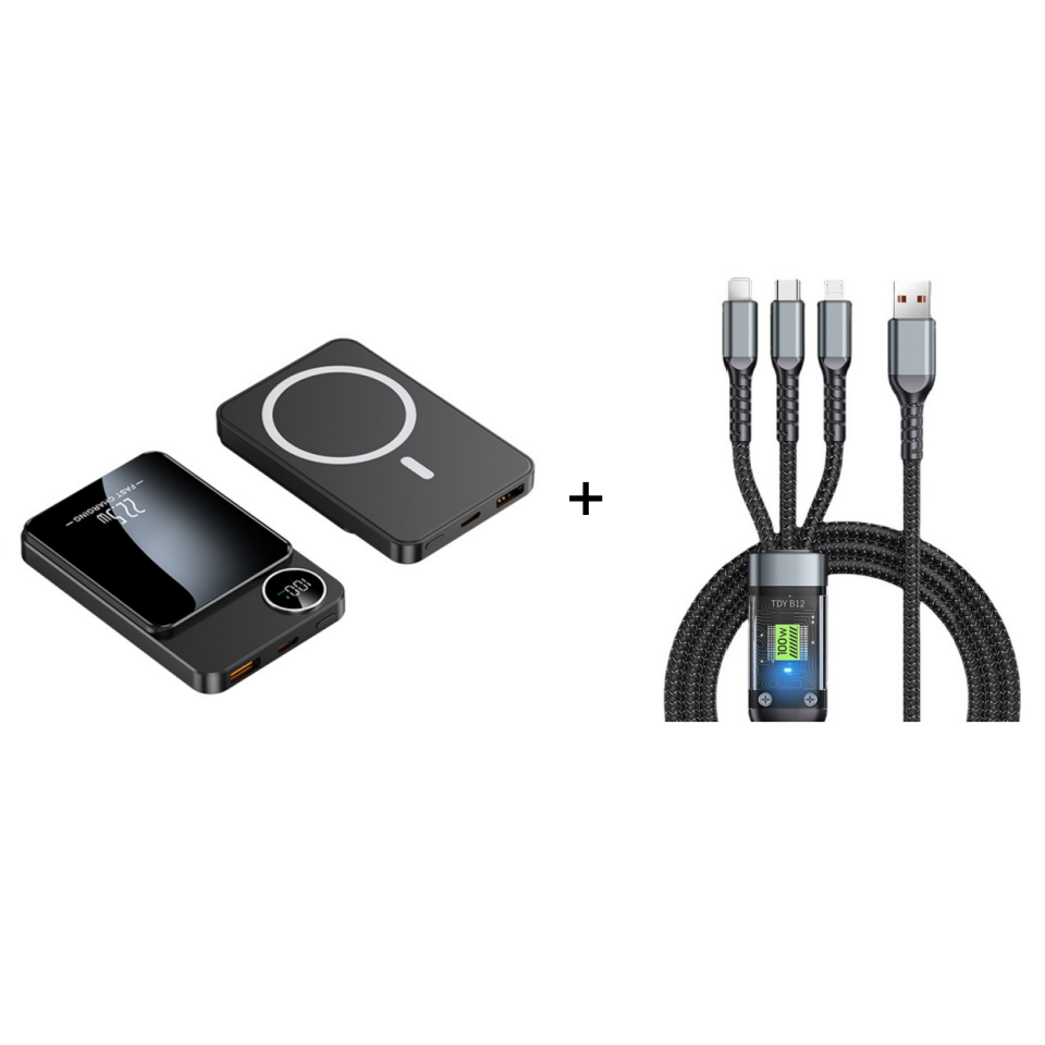 22.5W power bank – magnetic, slim, charges 3 devices at once!