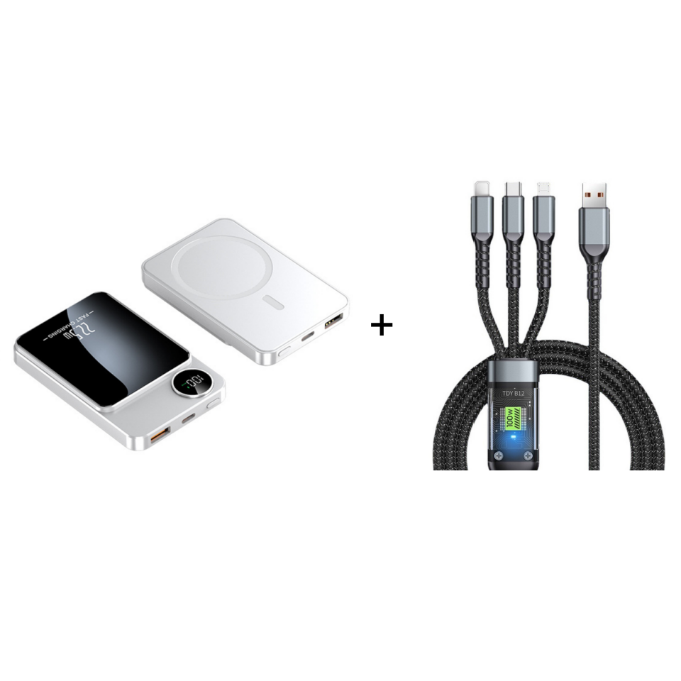 22.5W power bank – magnetic, slim, charges 3 devices at once!