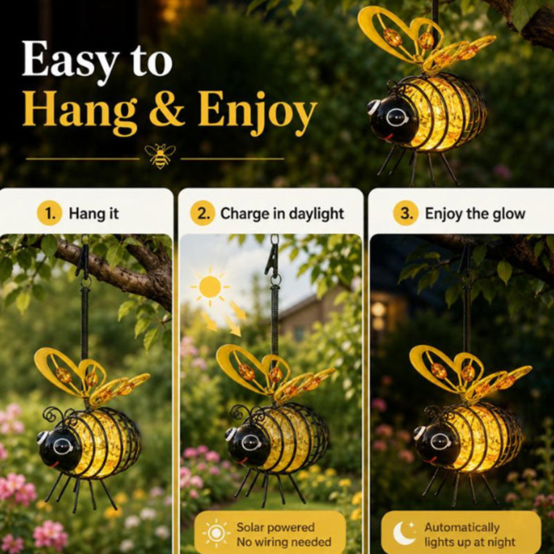 ⏰50% OFF!🔥50K+ SOLD! Solar-Powered Hanging Bee Light🐝