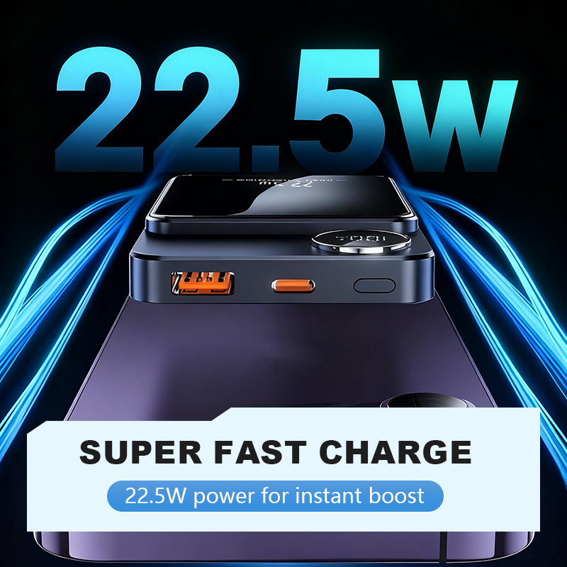 22.5W power bank – magnetic, slim, charges 3 devices at once!