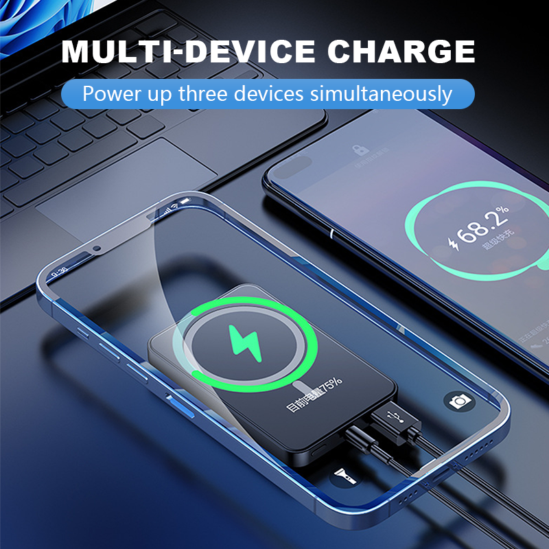 22.5W power bank – magnetic, slim, charges 3 devices at once!