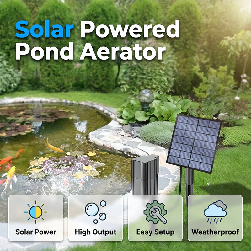 ☀️50% OFF !!  Solar Pond Aerator with Air Pump – Crystal Clear Water & Healthier Fish Without Electricity Bills 🐟