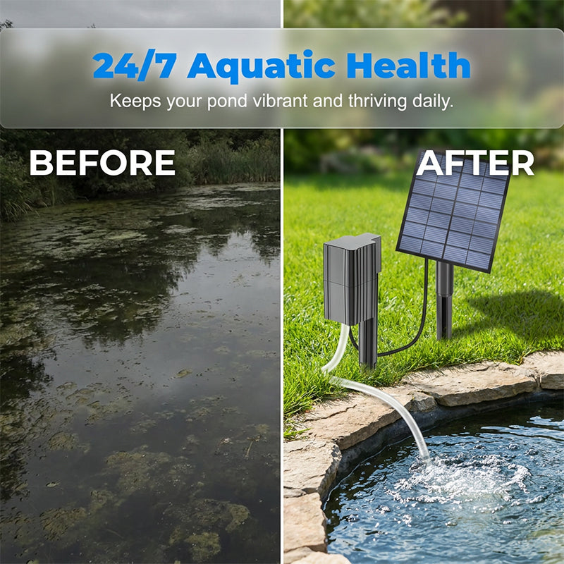 ☀️50% OFF !!  Solar Pond Aerator with Air Pump – Crystal Clear Water & Healthier Fish Without Electricity Bills 🐟