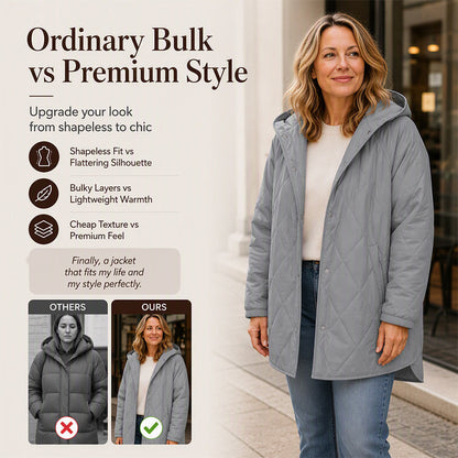 ❄️ Cold-Weather Comfort | Women's Diamond-Quilted Hooded Winter Coat