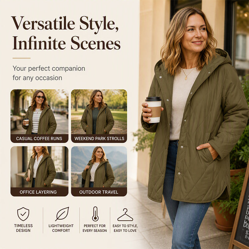 ❄️ Cold-Weather Comfort | Women's Diamond-Quilted Hooded Winter Coat