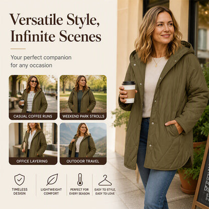 ❄️ Cold-Weather Comfort | Women's Diamond-Quilted Hooded Winter Coat