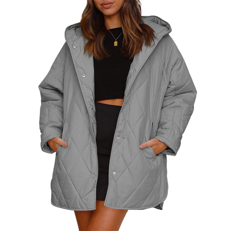❄️ Cold-Weather Comfort | Women's Diamond-Quilted Hooded Winter Coat