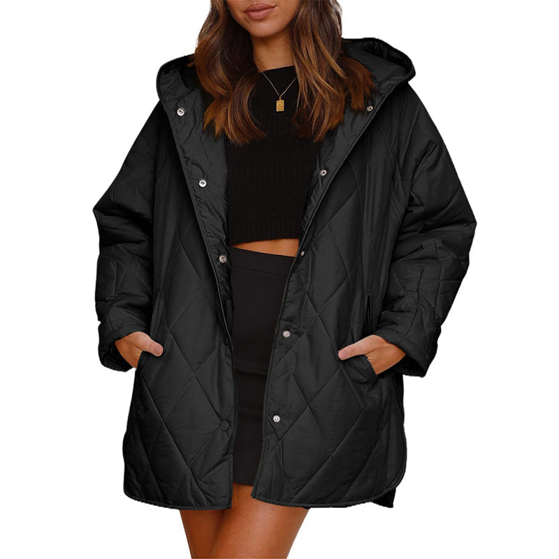 ❄️ Cold-Weather Comfort | Women's Diamond-Quilted Hooded Winter Coat