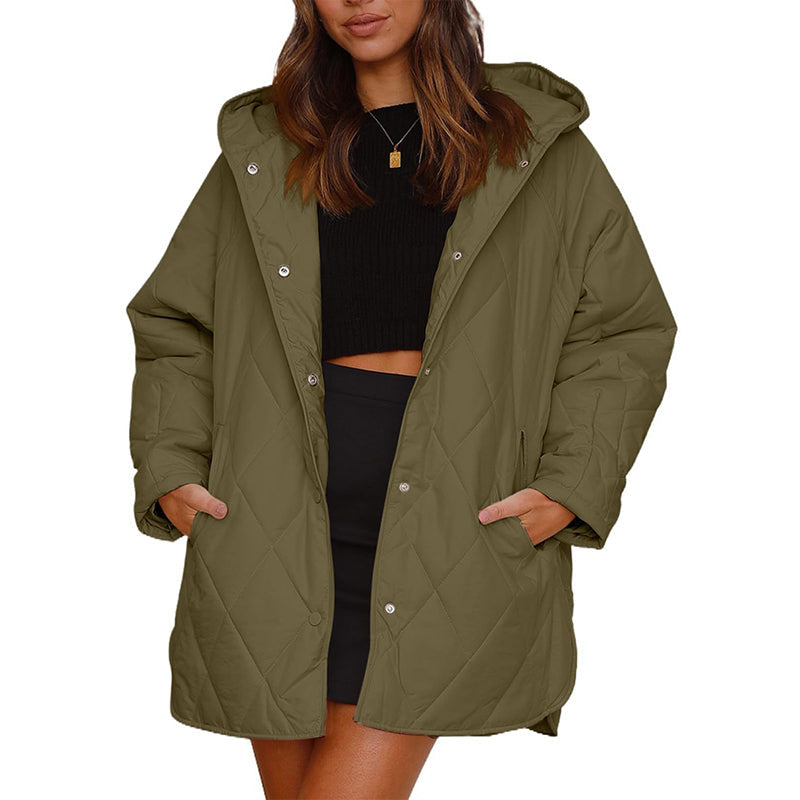 ❄️ Cold-Weather Comfort | Women's Diamond-Quilted Hooded Winter Coat