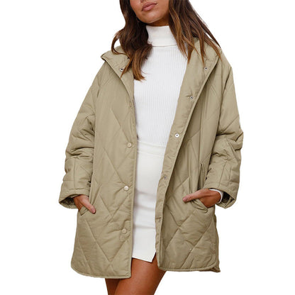 ❄️ Cold-Weather Comfort | Women's Diamond-Quilted Hooded Winter Coat