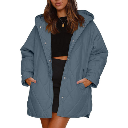 ❄️ Cold-Weather Comfort | Women's Diamond-Quilted Hooded Winter Coat