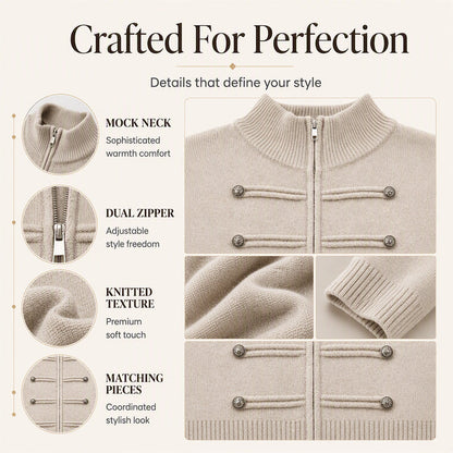 ⏳LAST DAY SALE ONLY￡23.99!🔥✨ Effortless Elegance | Women's Casual Double Zipper Sweater Jacket