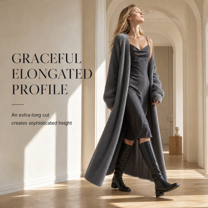 Women's Faux Mink Long Cardigan – Oversized Knit Sweater