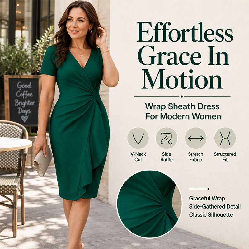 🌸Hot Sale 50% OFF💖Women's Elegant V-Neck Ruffle Wrap Dress