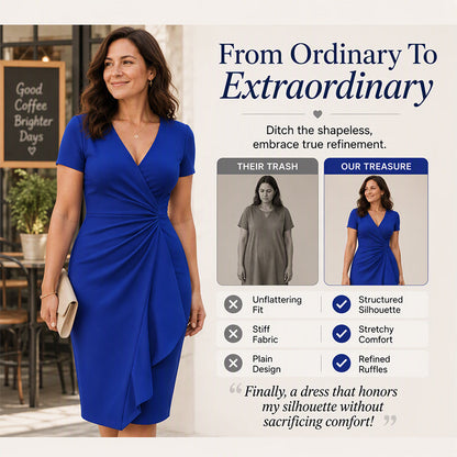 🌸Hot Sale 50% OFF💖Women's Elegant V-Neck Ruffle Wrap Dress