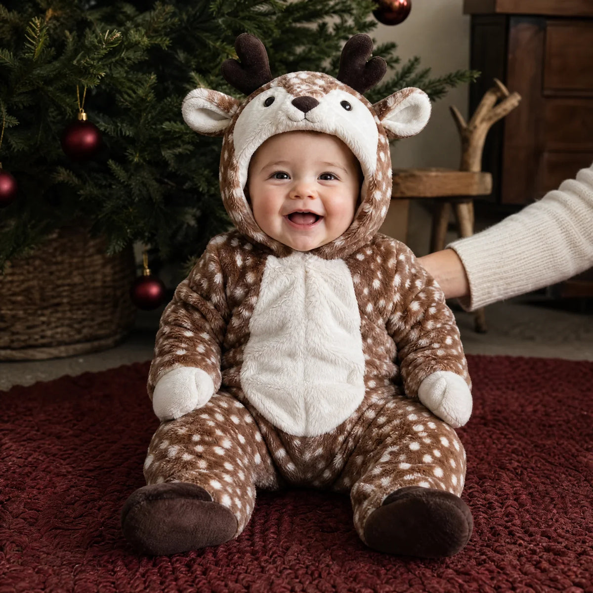 Little Reindeer Plush Hooded Onesie for Babies & Toddlers