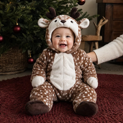 Little Reindeer Plush Hooded Onesie for Babies & Toddlers