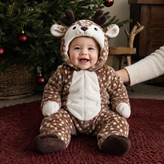 Little Reindeer Plush Hooded Onesie for Babies & Toddlers